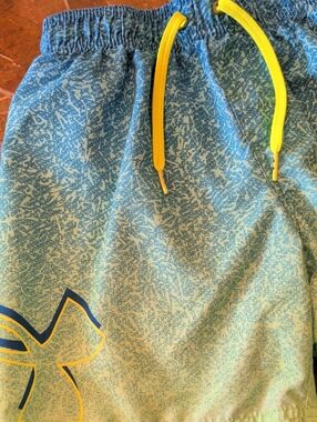 Boys Under Armour Blue/Green & Yellow Kids Swim Trunks